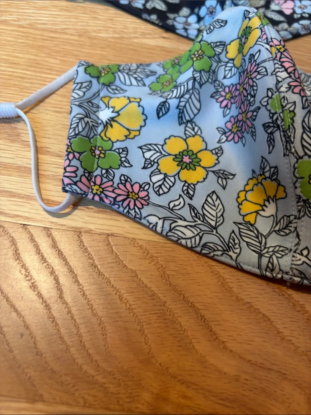 Set of 3 Tory Burch Floral Face Mask - Yellow, Black, Light Blue - like new
